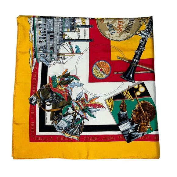 HERMES Silk Scarf  "New Orelans" by Loïc Dubigeon 90cm Carre with Paper Bag - Picture 5 of 16
